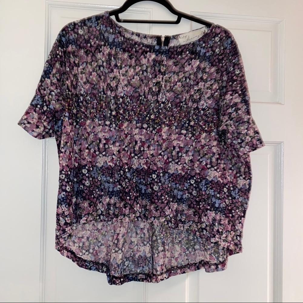 Vintage Havana stripe floral lace blouse